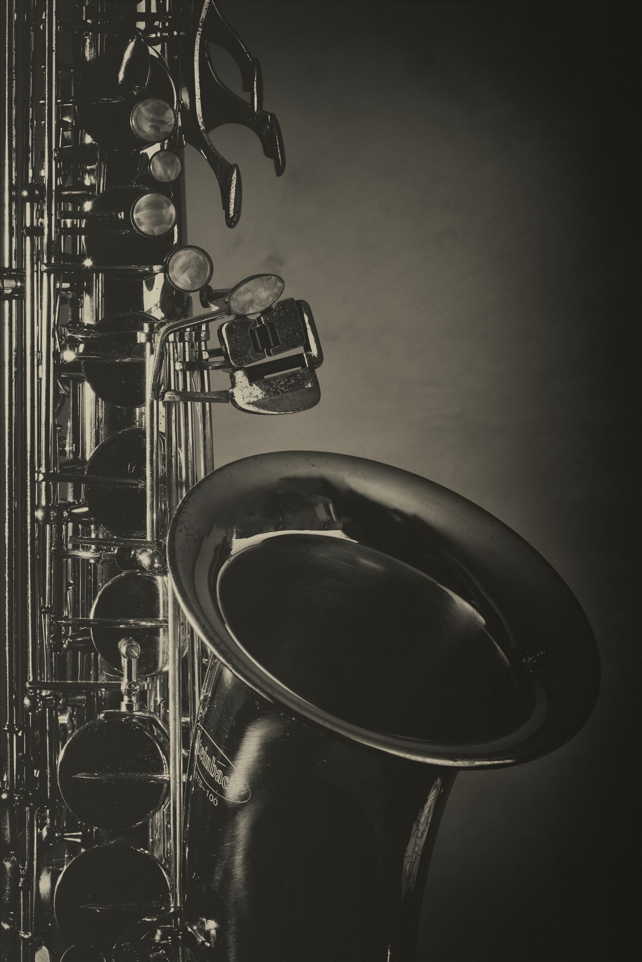 Sax - Saxophone on black and white image by Pucko